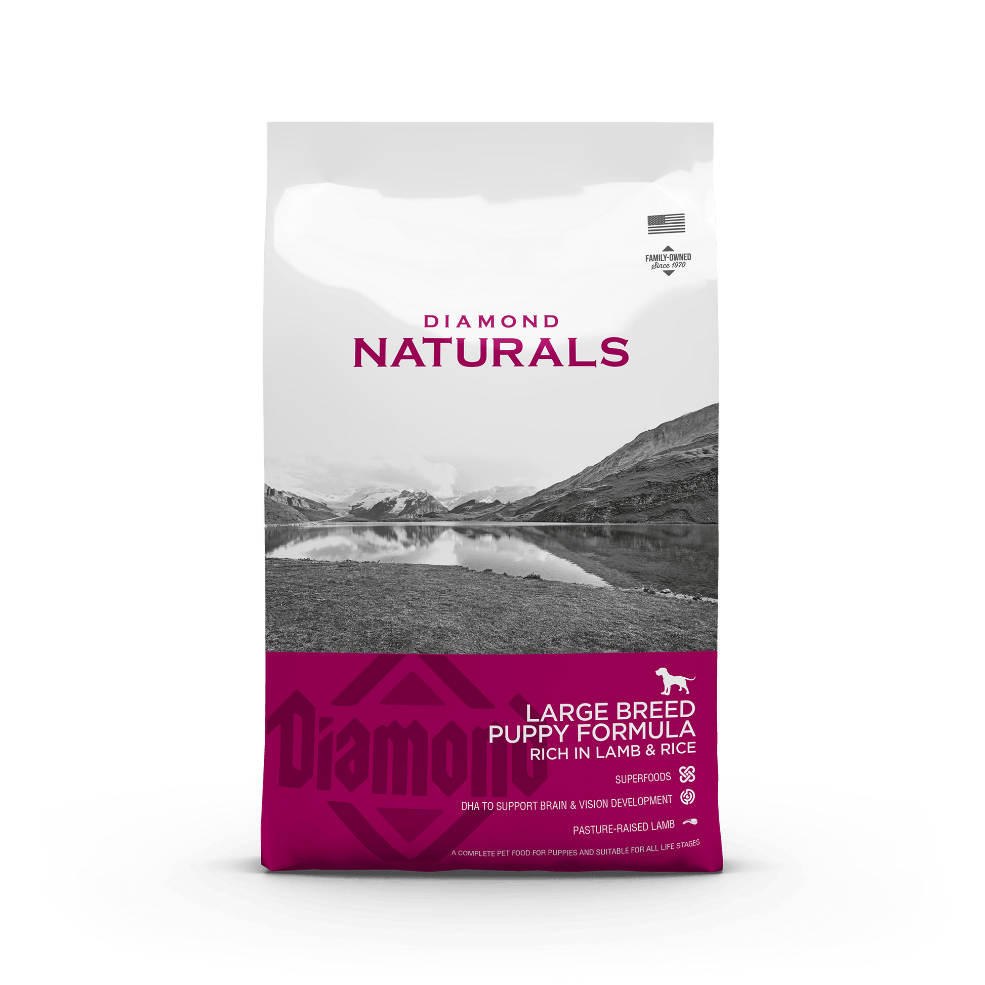 Tasskungen Diamond Naturals, Hundfoder Diamond Naturals Large Breed Puppy Lamb & Rice 2kg