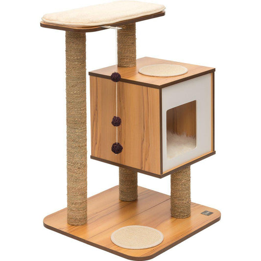 Tasskungen klösbräda Klösmöbel Vesper Cat Furniture V-base, Walnut